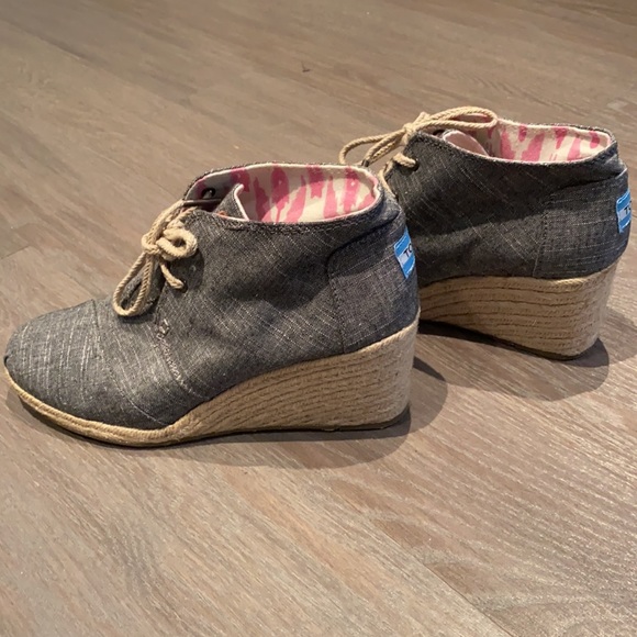 TOMS desert wedge boot espadrille black chambray - Picture 4 of 4